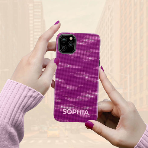 Digital Camo Custom Name Women's iPhone Case